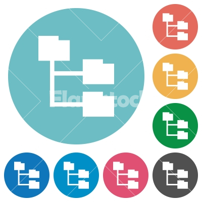 Flat folder structure icons - Flat folder structure icon set on round color background.