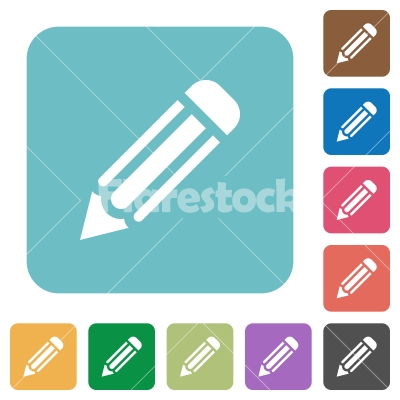 Flat pencil icons - Flat pencil icons on rounded square color backgrounds.