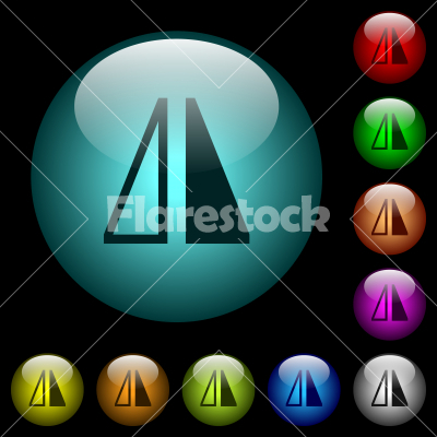 Flip horizontal icons in color illuminated glass buttons - Flip horizontal icons in color illuminated spherical glass buttons on black background. Can be used to black or dark templates