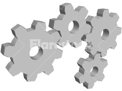 Four 3D cogwheels - Four 3D glossy gray vector cogwheels on white background