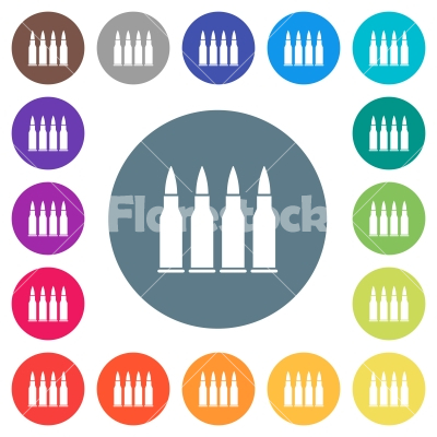 Four bullets flat white icons on round color backgrounds - Four bullets flat white icons on round color backgrounds. 17 background color variations are included.