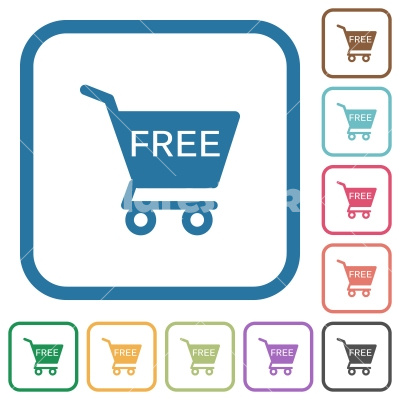 Free shopping cart simple icons - Free shopping cart simple icons in color rounded square frames on white background