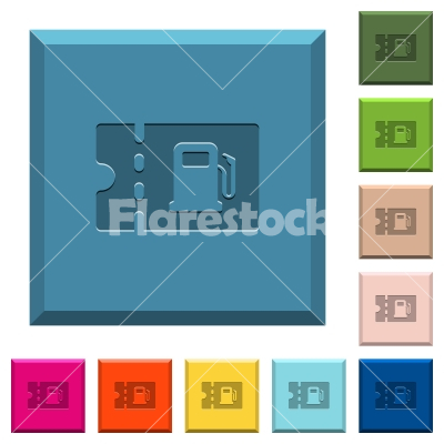 Fueling discount coupon engraved icons on edged square buttons - Fueling discount coupon engraved icons on edged square buttons in various trendy colors