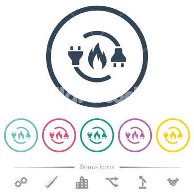 Gas energy flat color icons in round outlines - Gas energy flat color icons in round outlines. 6 bonus icons included.