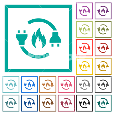 Gas energy flat color icons with quadrant frames - Gas energy flat color icons with quadrant frames on white background