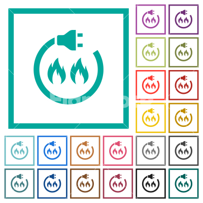 Gas energy flat color icons with quadrant frames - Gas energy flat color icons with quadrant frames on white background