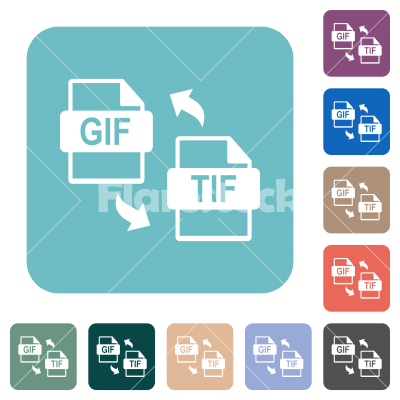 gif tif file conversion rounded square flat icons - gif tif file conversion white flat icons on color rounded square backgrounds