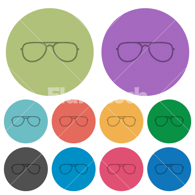 Glasses color darker flat icons - Glasses darker flat icons on color round background