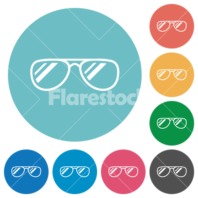 Glasses with glosses flat round icons - Glasses with glosses flat white icons on round color backgrounds