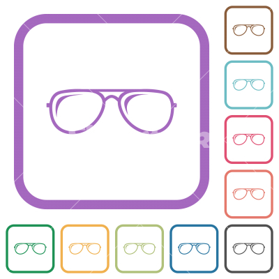 Glasses with glosses simple icons - Glasses with glosses simple icons in color rounded square frames on white background