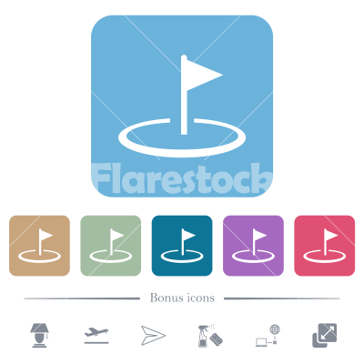 Golf flag flat icons on color rounded square backgrounds - Golf flag white flat icons on color rounded square backgrounds. 6 bonus icons included