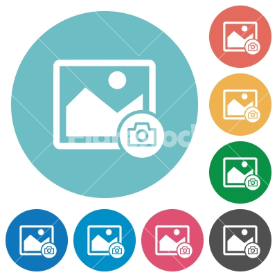 Grab image flat round icons - Grab image flat white icons on round color backgrounds