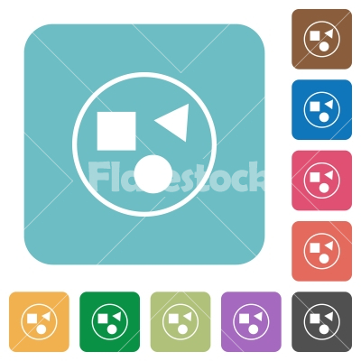 Grouping elements rounded square flat icons - Grouping elements white flat icons on color rounded square backgrounds