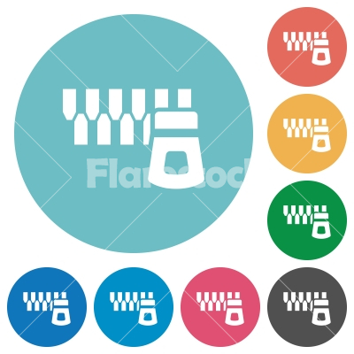 Horizontal zipper flat round icons - Horizontal zipper flat white icons on round color backgrounds