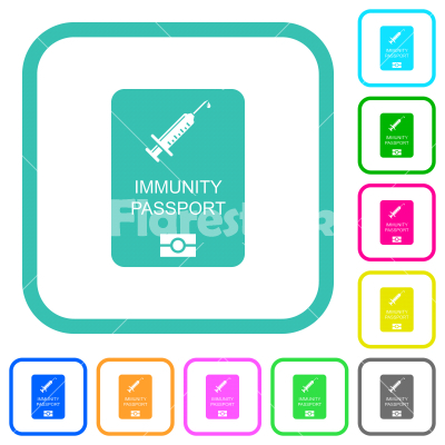 Immunity passport vivid colored flat icons - Immunity passport vivid colored flat icons in curved borders on white background