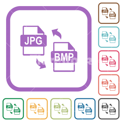 JPG BMP file conversion simple icons - JPG BMP file conversion simple icons in color rounded square frames on white background