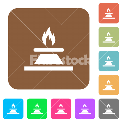 Kitchen gas stove rounded square flat icons - Kitchen gas stove flat icons on rounded square vivid color backgrounds.