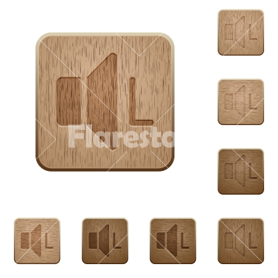 Left audio channel wooden buttons - Left audio channel on rounded square carved wooden button styles