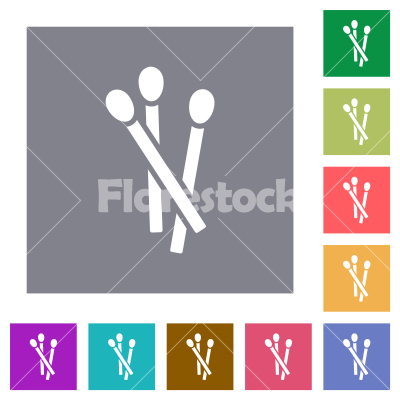 Matches square flat icons - Matches flat icons on simple color square backgrounds