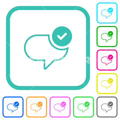 Message sent vivid colored flat icons - Message sent vivid colored flat icons in curved borders on white background