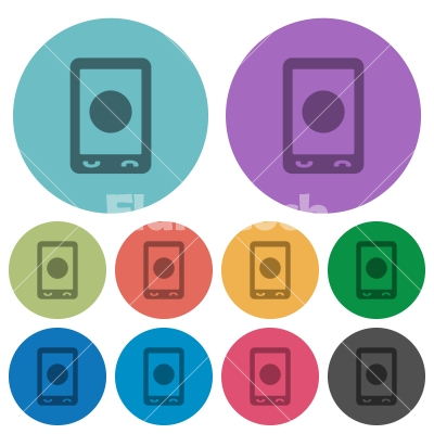 Mobile media record color darker flat icons - Mobile media record darker flat icons on color round background