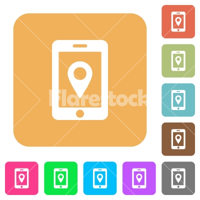 Mobile navigation rounded square flat icons - Mobile navigation flat icons on rounded square vivid color backgrounds.