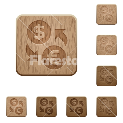 Money exchange wooden buttons - Set of carved wooden money exchange buttons. 8 variations included. Arranged layer structure.