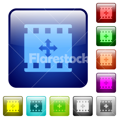 Move movie color square buttons - Move movie icons in rounded square color glossy button set