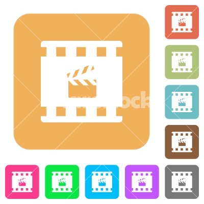 Movie production rounded square flat icons - Movie production flat icons on rounded square vivid color backgrounds.