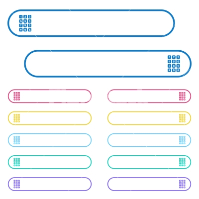 Numeric keypad icons in rounded color menu buttons - Numeric keypad icons in rounded color menu buttons. Left and right side icon variations.