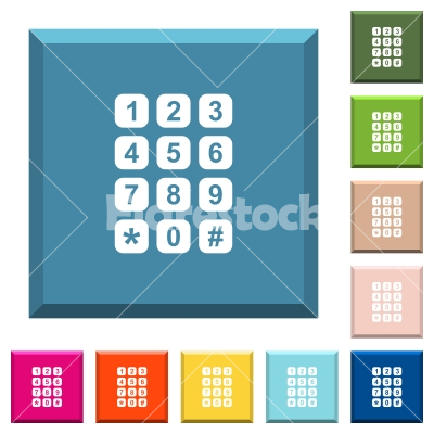 Numeric keypad white icons on edged square buttons - Numeric keypad white icons on edged square buttons in various trendy colors