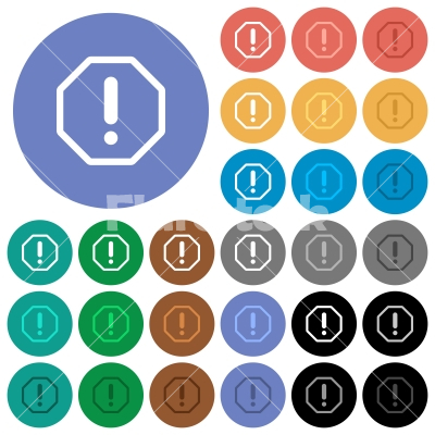 Download Octagon shaped error sign round flat multi colored icons ...