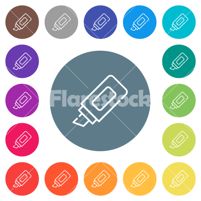 Office marker outline flat white icons on round color backgrounds - Office marker outline flat white icons on round color backgrounds. 17 background color variations are included.