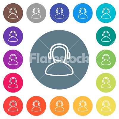 Operator outline flat white icons on round color backgrounds - Operator outline flat white icons on round color backgrounds. 17 background color variations are included.