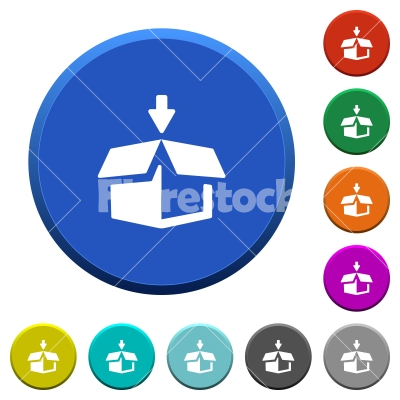 Pack beveled buttons - Pack round color beveled buttons with smooth surfaces and flat white icons