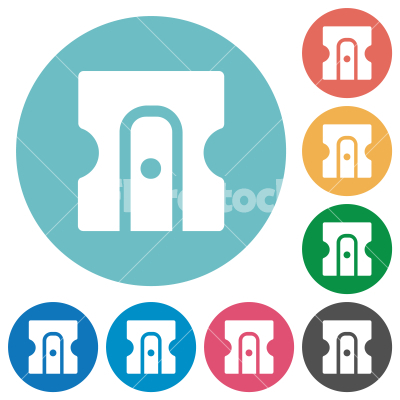 Pencil sharpener solid flat round icons - Pencil sharpener solid flat white icons on round color backgrounds