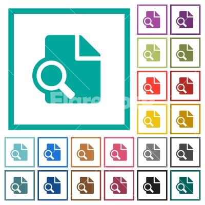 Preview flat color icons with quadrant frames - Preview flat color icons with quadrant frames on white background