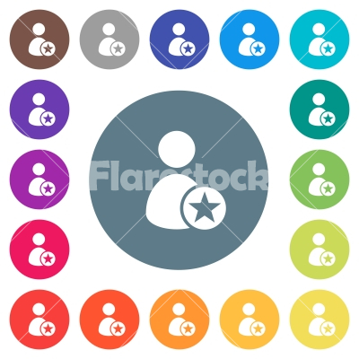 Rank user flat white icons on round color backgrounds - Rank user flat white icons on round color backgrounds. 17 background color variations are included.