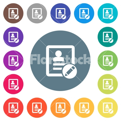 rename contact flat white icons on round color backgrounds - rename contact flat white icons on round color backgrounds. 17 background color variations are included. - Free stock vector