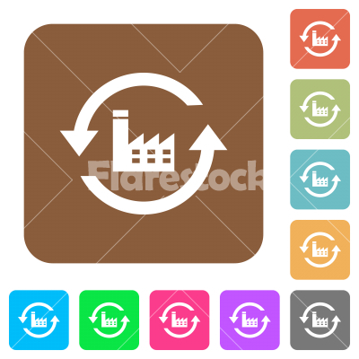 Reset to factory defaults rounded square flat icons - Reset to factory defaults flat icons on rounded square vivid color backgrounds.