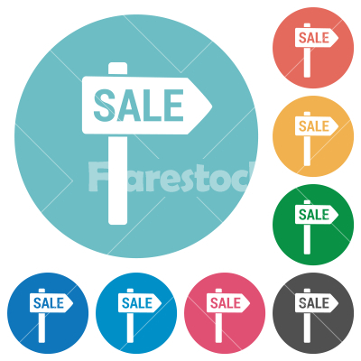 Sale sign flat round icons - Sale sign flat white icons on round color backgrounds