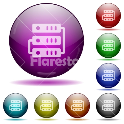 Servers glass sphere buttons - Set of color servers glass sphere buttons with shadows.