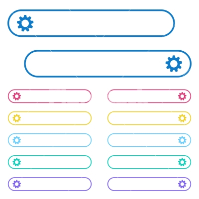 Settings icons in rounded color ghost buttons - Settings icons in rounded color ghost buttons. Left and right side icon variations. The buttons text can be adjusted with CSS.