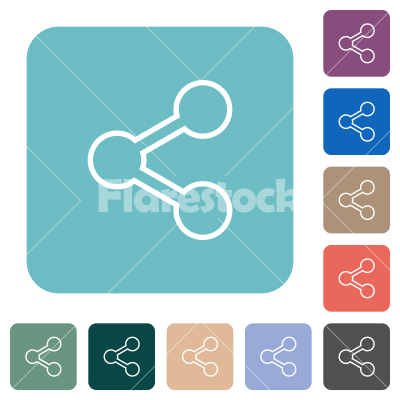 Share outline rounded square flat icons - Share outline white flat icons on color rounded square backgrounds