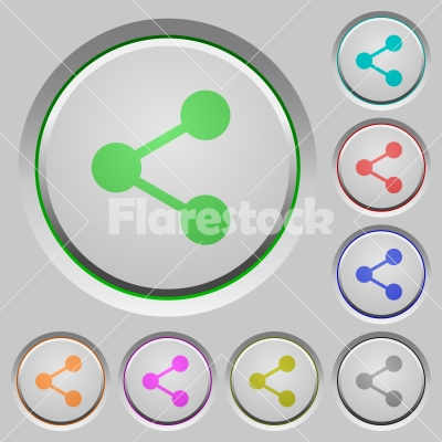 Share push buttons - Set of share sunk push buttons. Well-organized layer, color swatch and graphic style structure. Easy to recolor.