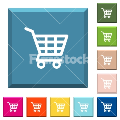 Shopping cart white icons on edged square buttons - Shopping cart white icons on edged square buttons in various trendy colors