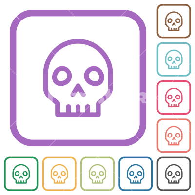 Skull outline simple icons - Skull outline simple icons in color rounded square frames on white background