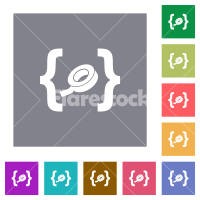 Software patch square flat icons - Software patch flat icons on simple color square backgrounds