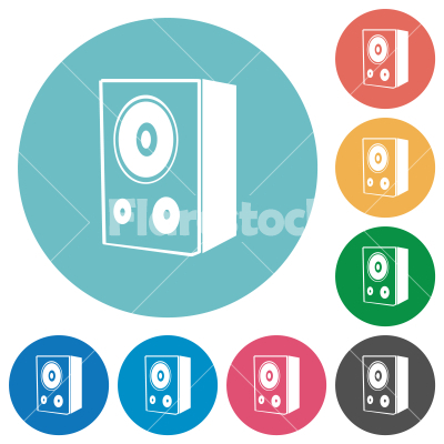 Speaker flat round icons - Speaker flat white icons on round color backgrounds