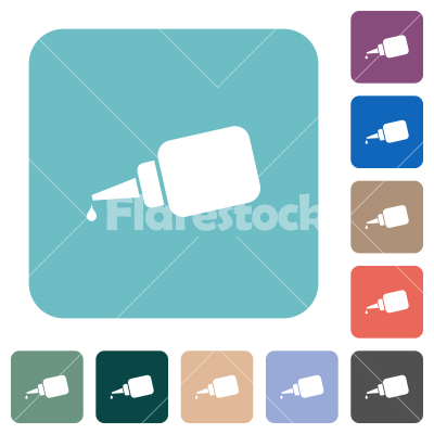 Super glue rounded square flat icons - Super glue white flat icons on color rounded square backgrounds